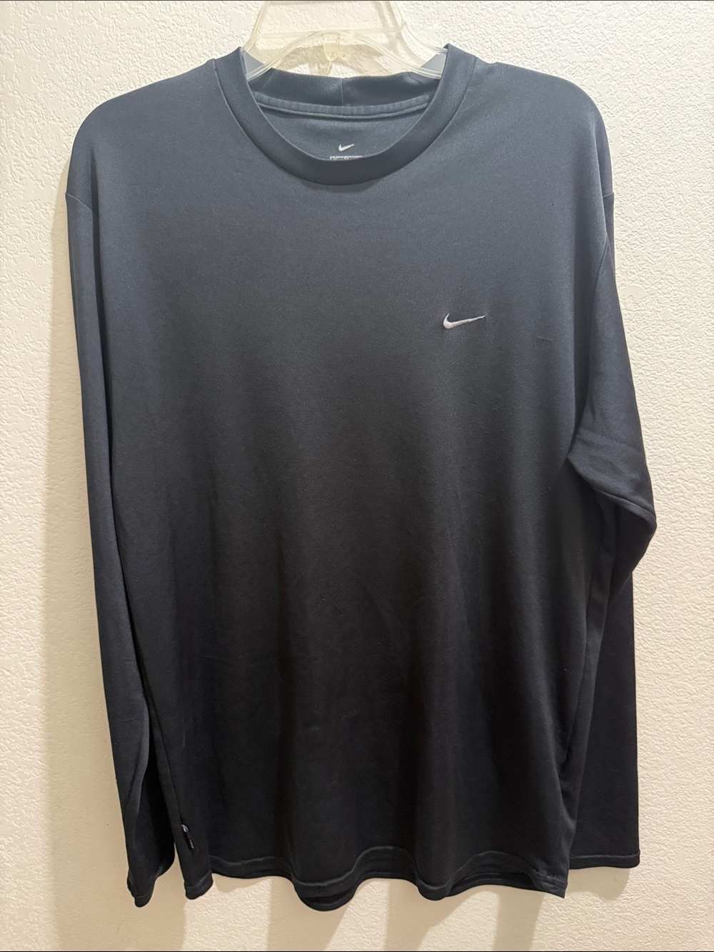 Nike Long-Sleeve Crew Shirt - Black with White Swoosh